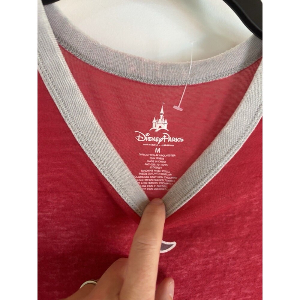 Disney Parks Medium My Happy Place Disney World Castle Unisex Sheer Red T Shirt - Picture 2 of 5